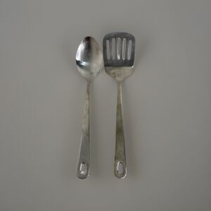 2 Pc Set Wolfgang Puck Stainless Steel Kitchen Utensils Spatula, Spoon Bistro